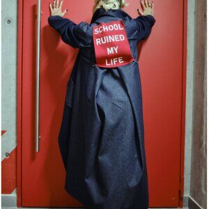 Navy Double-Breasted Denim Coat by Locker Room  -  S/M/L/XL